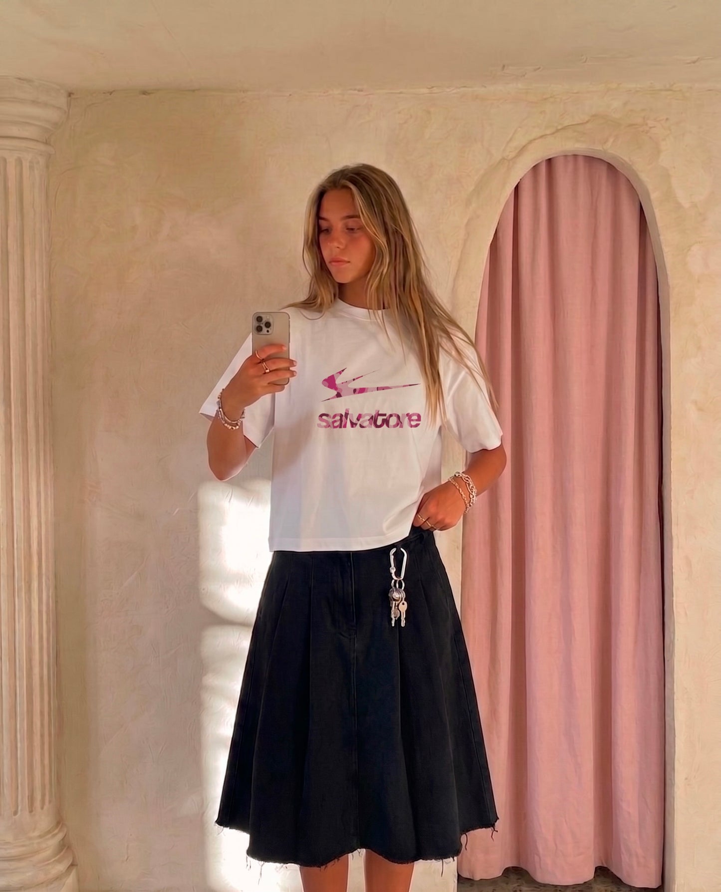 Pink Military T-Shirt (White)